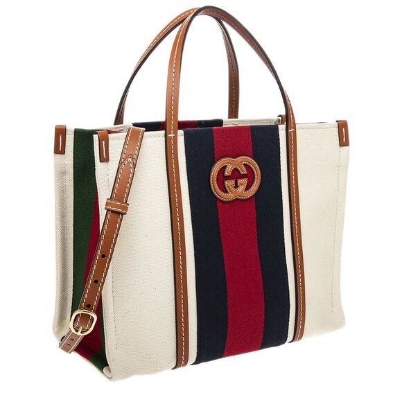 Gucci Interlocking G Small Canvas & Leather Tote - Picture 3 of 3